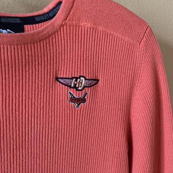Vintage Harley-Davidson Orange Thermal Top - Picture 2 of 5
